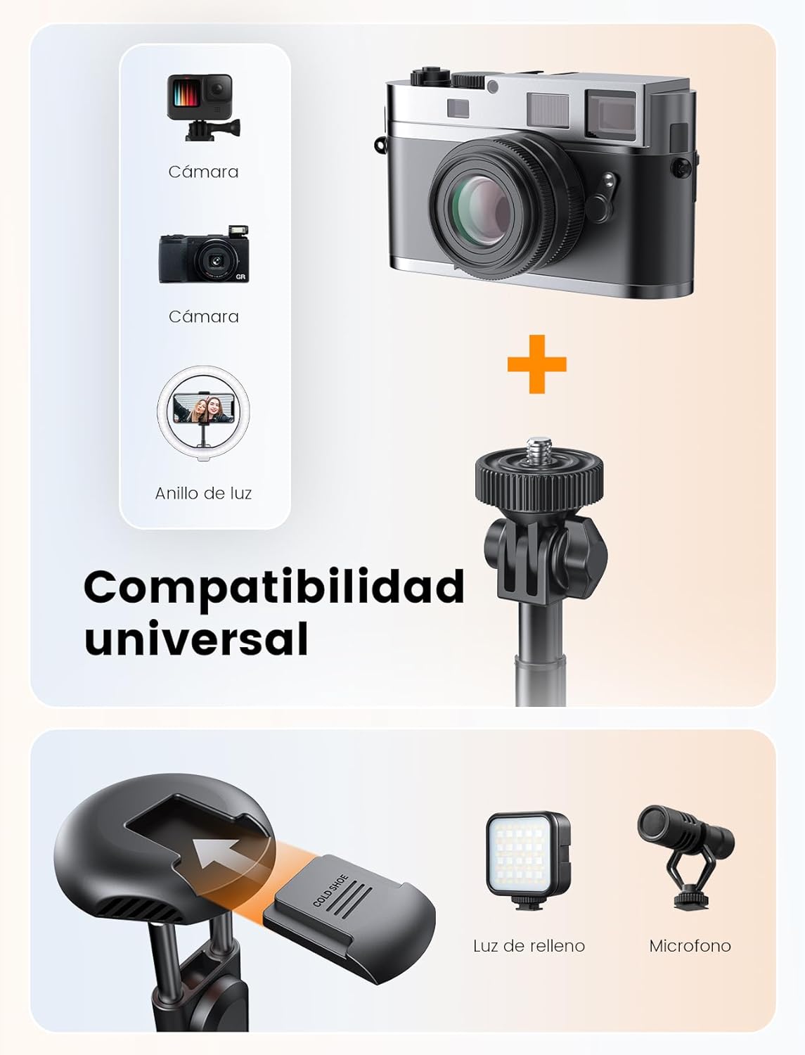 180cm Trípode Palo Selfie, NT79 Trípode para Movil Monopies con Control Remoto para Móvil y Cámara, Compatible con iPhone/Samsung/Gopro/Cámara (Negro) - 4