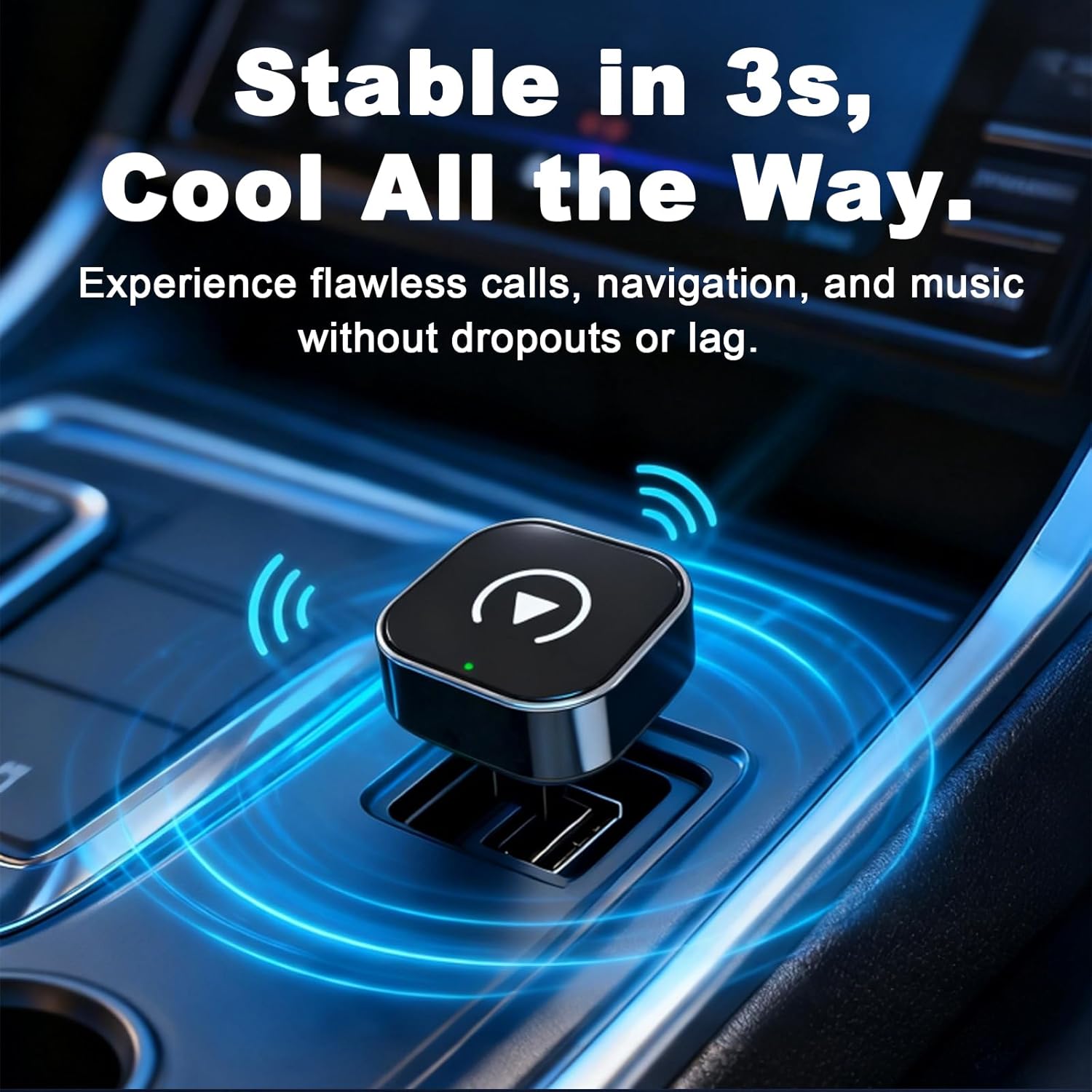 2 en 1 Adaptador CarPlay Inalámbrico, CarPlay Cableado a Inalámbrico Sin Esfuerzo, Para coches con CarPlay, Para iPhone iOS 10+ & Android Auto, Compacto y Estable Bluetooth Car Play Wireless Adapter - 3