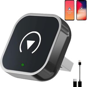 2 en 1 Adaptador CarPlay Inalámbrico, CarPlay Cableado a Inalámbrico Sin Esfuerzo, Para coches con CarPlay, Para iPhone iOS 10+ & Android Auto, Compacto y Estable Bluetooth Car Play Wireless Adapter