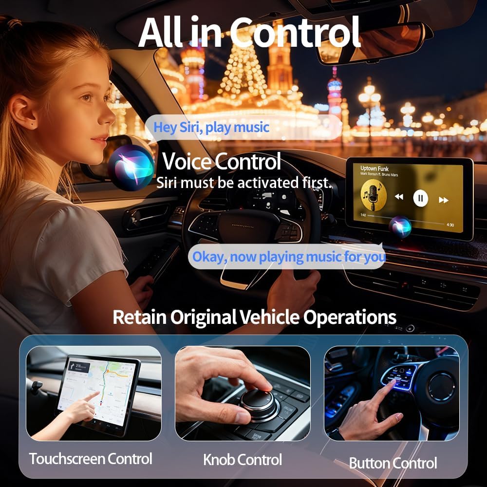 2 en 1 Adaptador CarPlay Inalámbrico, CarPlay Cableado a Inalámbrico Sin Esfuerzo, para Coches con CarPlay, para iPhone iOS 10+ & Android Auto, Compacto y Estable Bluetooth Car Play Wireless Adapter - 6
