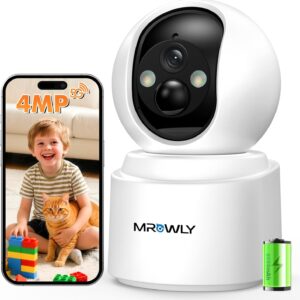 2.5K 4MP Camara Vigilancia WiFi Interior Sin Cable con Batería 6000mAh, 2.4/5GHz WiFi, 360° PTZ, Bebé/Animal/Seguridad para El Hogar, Detección PIR, Visión Nocturna Color, Conexión Bluetooth