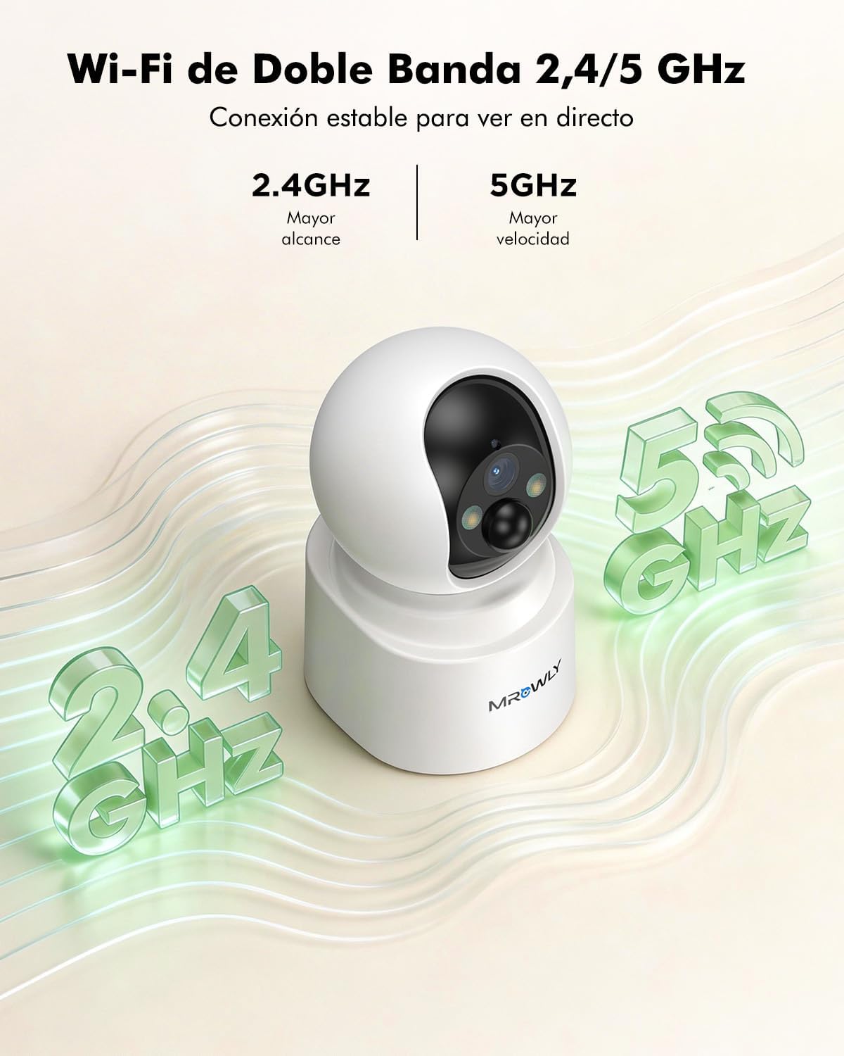 2.5K 4MP Camara Vigilancia WiFi Interior Sin Cable con Batería 6000mAh, 2.4/5GHz WiFi, 360° PTZ, Bebé/Animal/Seguridad para El Hogar, Detección PIR, Visión Nocturna Color, Conexión Bluetooth - 6
