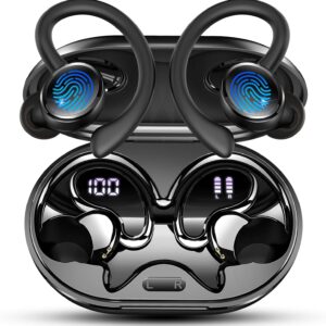 2026 Nueva Auriculares Inalambricos Deportivos, Auriculares Bluetooth 5.4 HiFi Estéreo con 4 HD Mic, 50H Cascos Inalambricos Bluetooth con Cancelacion Ruido ENC, Pantalla LED/IP7 Impermeable Cascos