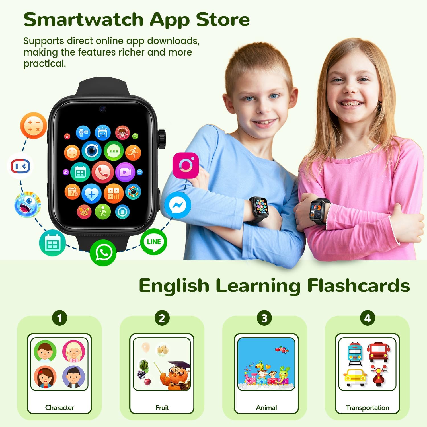 4G Reloj Inteligente Niño, Smartwatch Niños con GPS y Llamadas, Videollamadas, Chat de Voz, SMS, WhatsApp, SIM, SOS, Modo Escuela, WiFi, Localizador, Podómetro IP68 Reloj Niño y Niñas Negro Regalo - 6