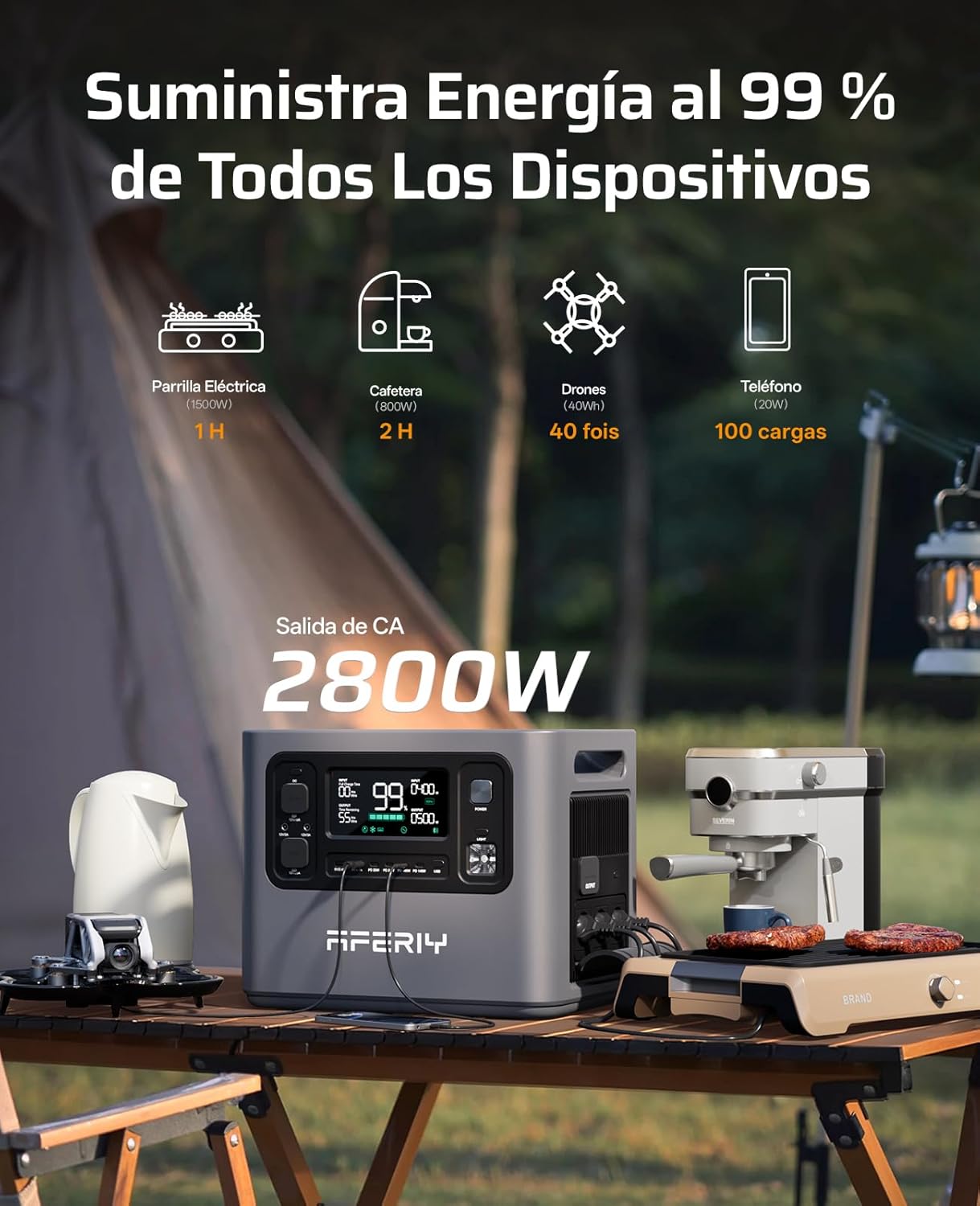 AFERIY Batería de Expansión P280 2048Wh Batería Portátil LiFePO4, Compatible Con Estación P280 Conecte Hasta 4 Baterías Adicionales En Paralelo Para Una Capacidad Total De 10240Wh - 2