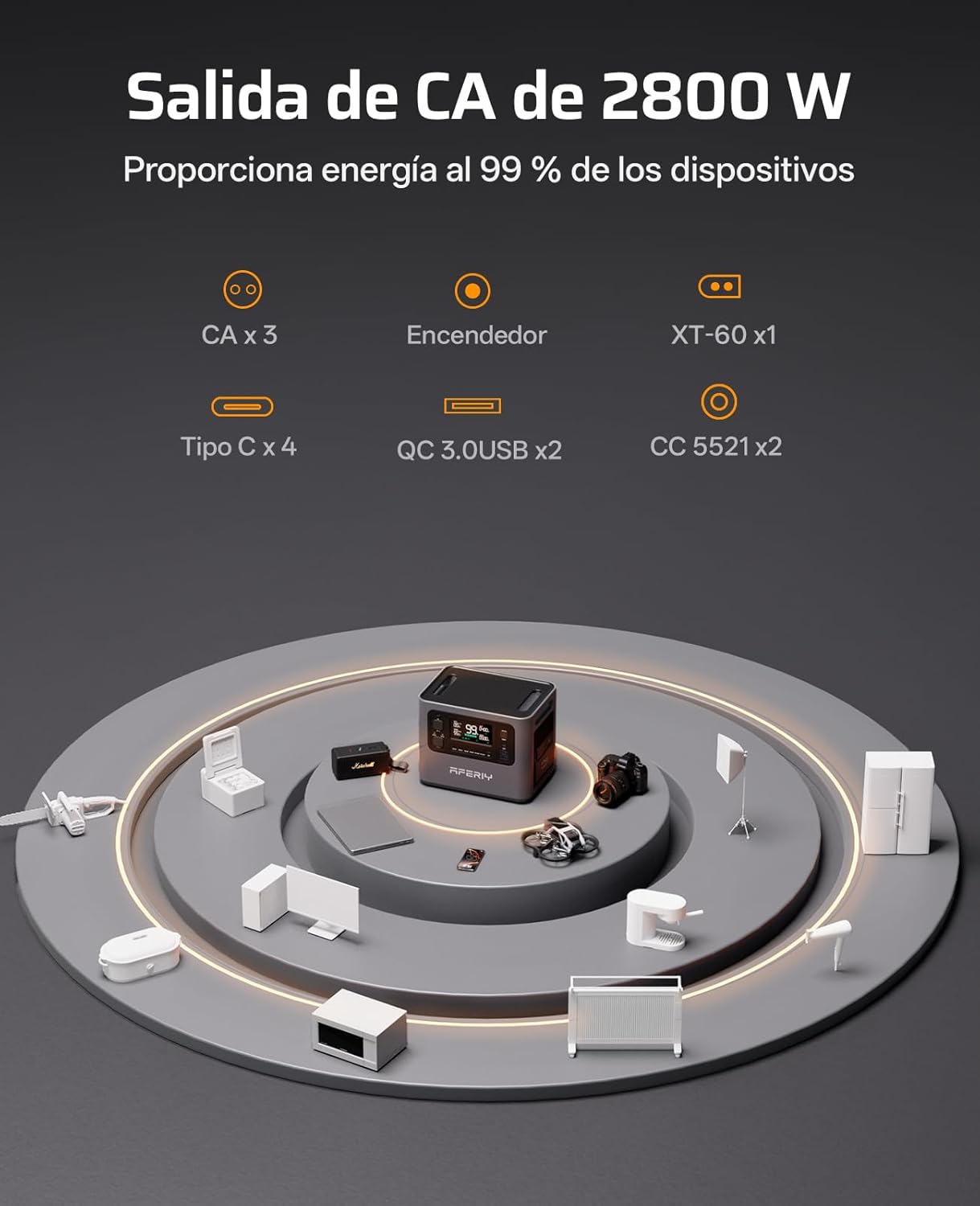 AFERIY Batería de Expansión P280 2048Wh Batería Portátil LiFePO4, Compatible Con Estación P280 Conecte Hasta 4 Baterías Adicionales En Paralelo Para Una Capacidad Total De 10240Wh - 5