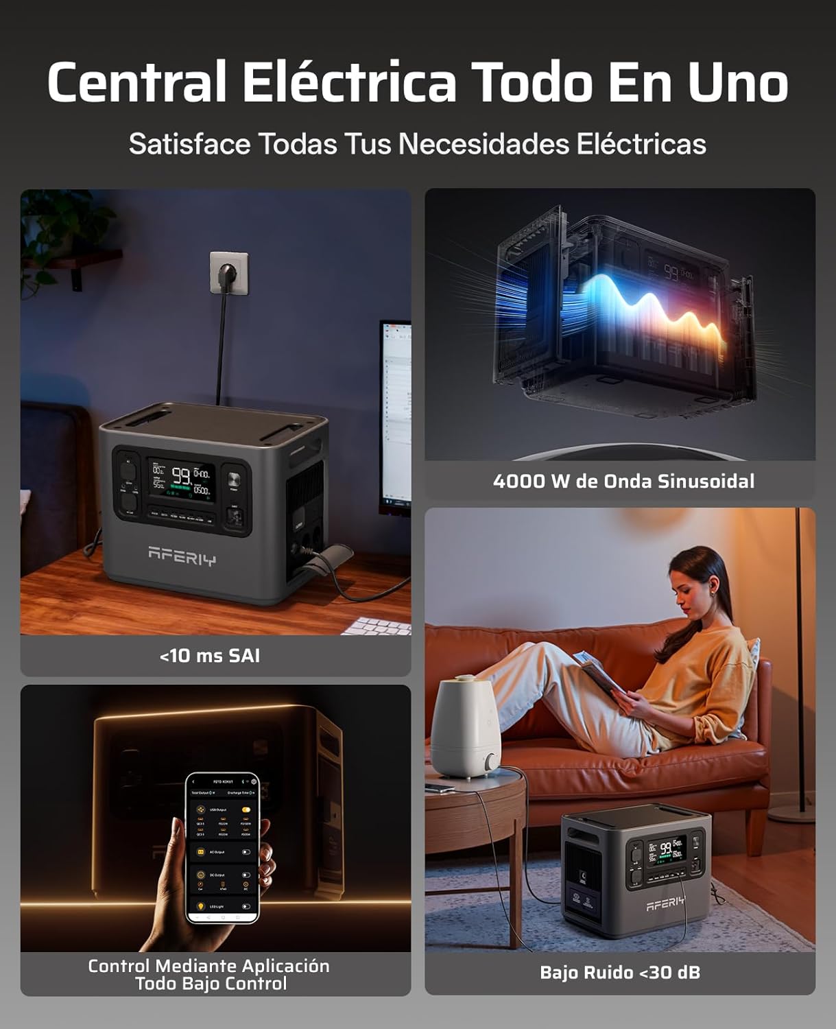 AFERIY Batería de Expansión P280 2048Wh Batería Portátil LiFePO4, Compatible Con Estación P280 Conecte Hasta 4 Baterías Adicionales En Paralelo Para Una Capacidad Total De 10240Wh - 6