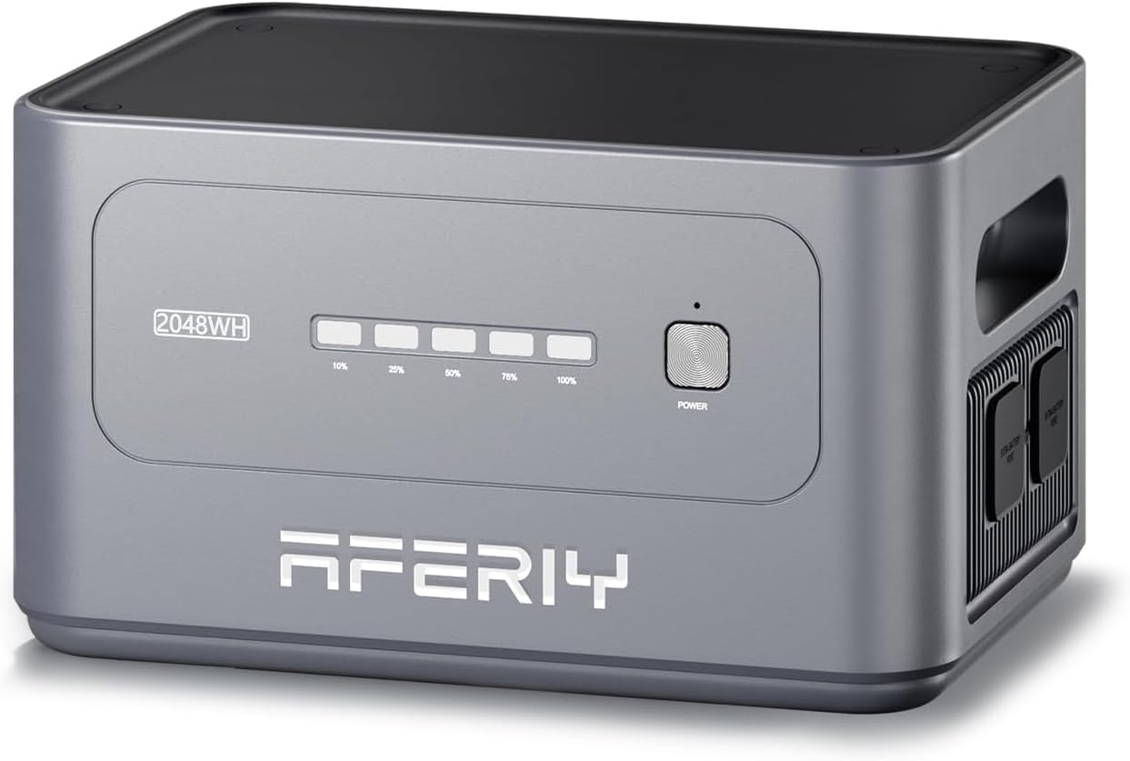 AFERIY Batería de Expansión P280 2048Wh Batería Portátil LiFePO4, Compatible Con Estación P280 Conecte Hasta 4 Baterías Adicionales En Paralelo Para Una Capacidad Total De 10240Wh - 1