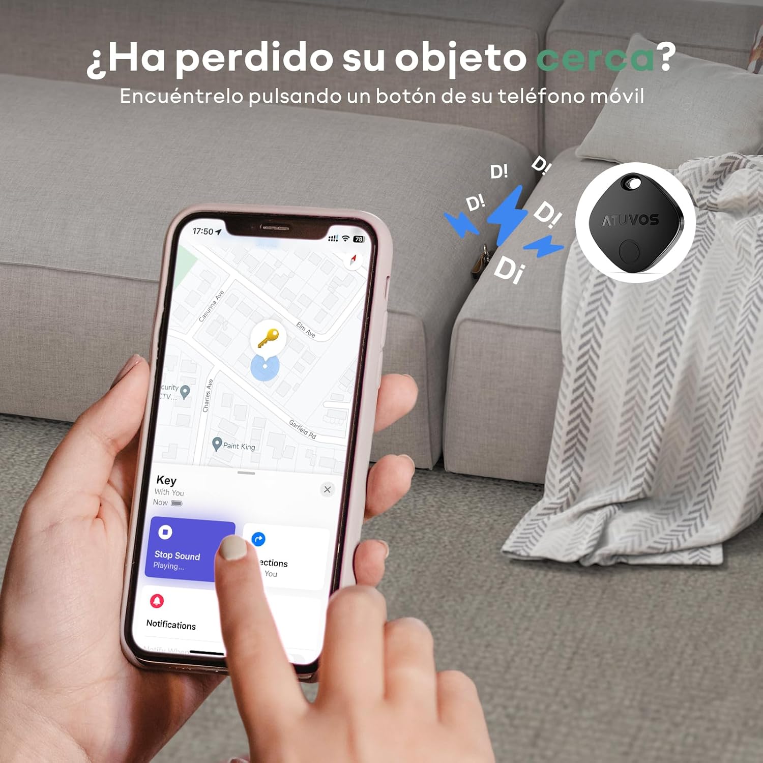 ATUVOS Air Tag Smart Tracker 4 Pack Negro, Buscador de Objetos Bluetooth Funciona con Buscar Apple (Sólo iOS, Android no Compatible), Localizador para Llaves, Maletas, Equipaje. Batería Reemplazable. - 3