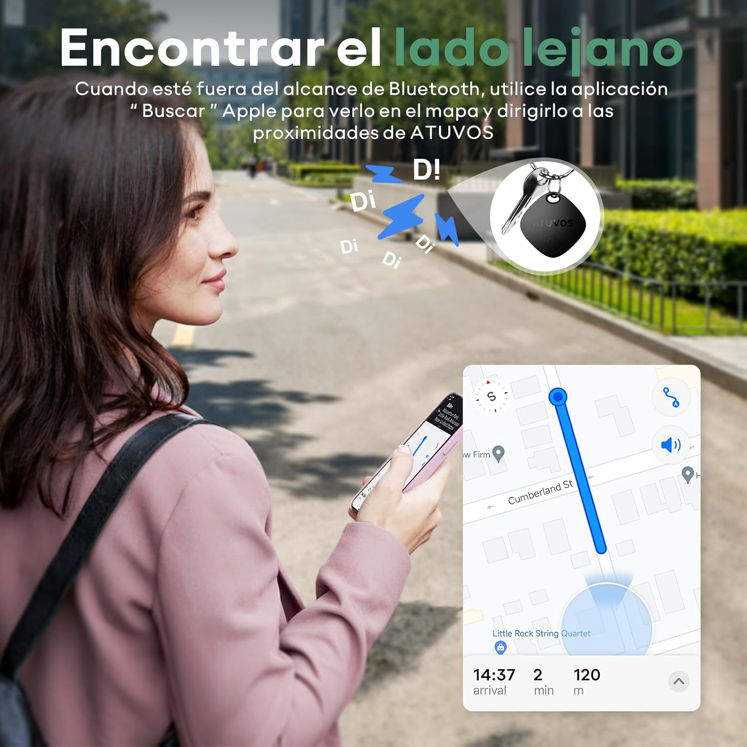 ATUVOS Air Tag Smart Tracker 4 Pack Negro, Buscador de Objetos Bluetooth Funciona con Buscar Apple (Sólo iOS, Android no Compatible), Localizador para Llaves, Maletas, Equipaje. Batería Reemplazable. - 4