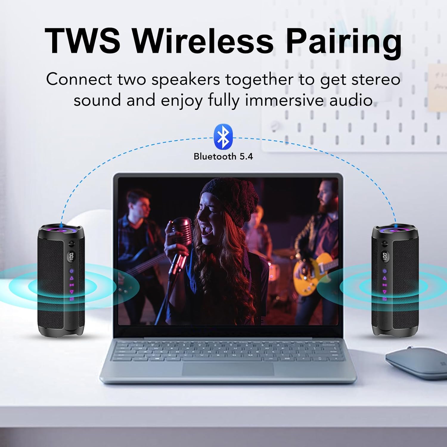 Altavoz Bluetooth Portátil 30W, Potente Altavoz Bluetooth, Altavoces Graves Duales, 30H Reproducción, IPX7, RGB, Emparejamiento TWS, AUX, TF, USB, Ideal Para Actividades Aire Libre, Fiestas,Viajes. - 3