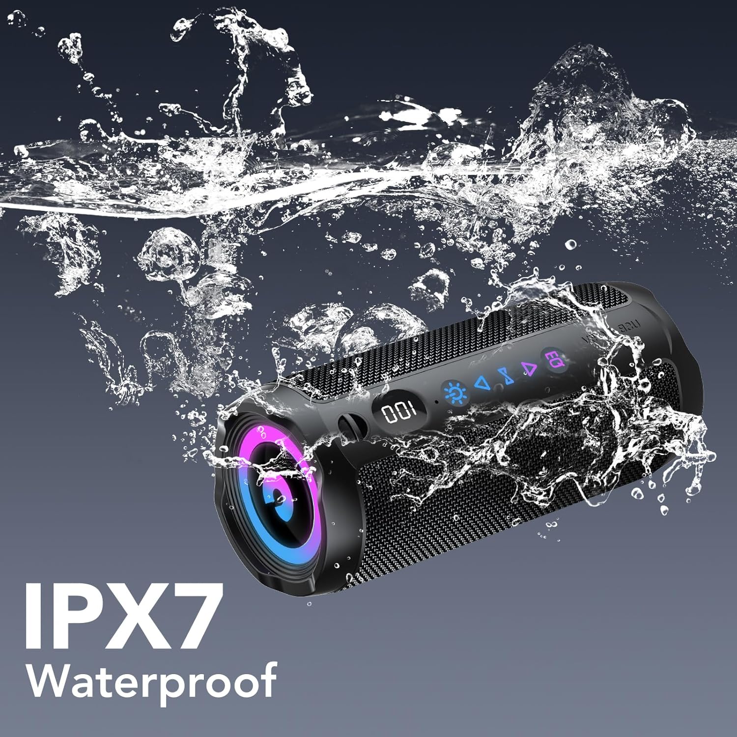 Altavoz Bluetooth Portátil 30W, Potente Altavoz Bluetooth, Altavoces Graves Duales, 30H Reproducción, IPX7, RGB, Emparejamiento TWS, AUX, TF, USB, Ideal Para Actividades Aire Libre, Fiestas,Viajes. - 6