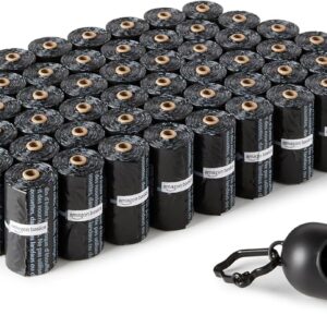 Amazon Basics Bolsas de basura para perros con dispensador y clip para correa, Sin fragancia, 900 bolsas (60 paquetes de 15)