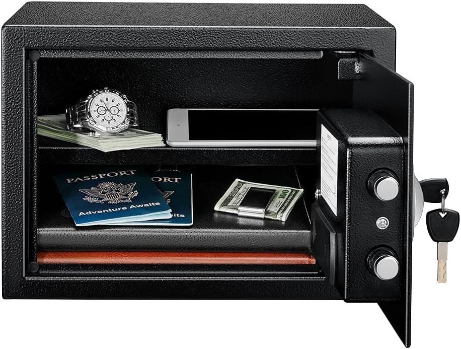 Amazon Basics Caja Fuerte de Seguridad de Acero con Cerradura con Teclado, Protege Dinero, Joyas, Documentos de identificación, 14 l, 35 cm x 25 cm x 25 cm, Color Negro - 5