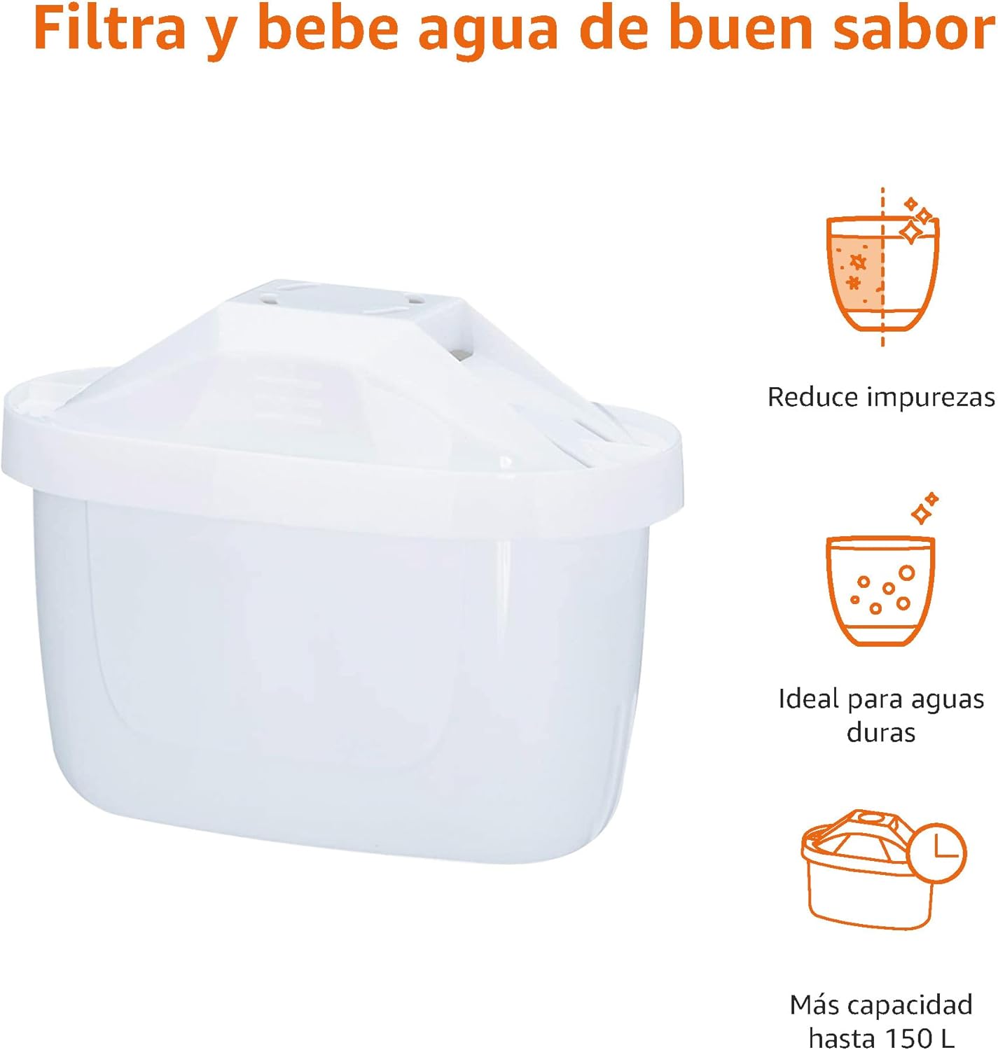 Amazon Basics Cartuchos filtrantes de Agua, 6 Unidad, Paquete de 1, Aptos y compatibles con Todas Las jarras BRITA Incl. PerfectFit & Jarras Amazon Basic - 2