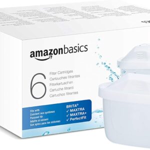 Amazon Basics Cartuchos filtrantes de Agua, 6 Unidad, Paquete de 1, Aptos y compatibles con Todas Las jarras BRITA Incl. PerfectFit & Jarras Amazon Basic