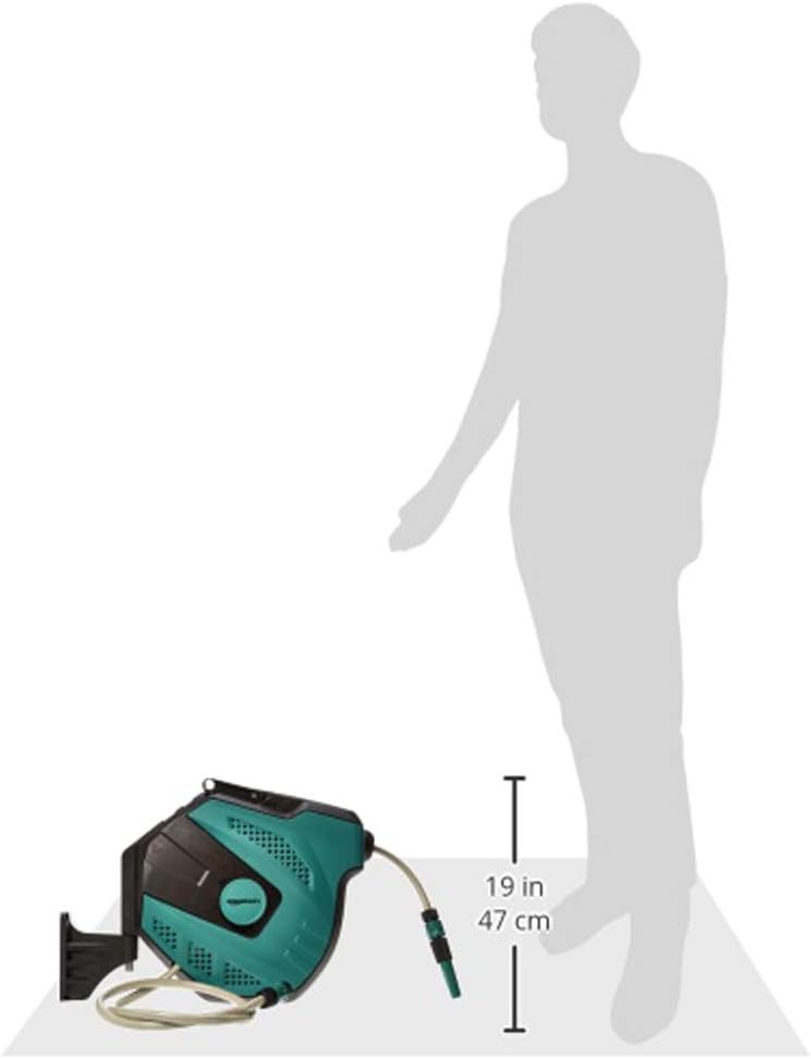 Amazon Basics Enrollador automático de manguera para pared, Negro Verde, 15 m - 6