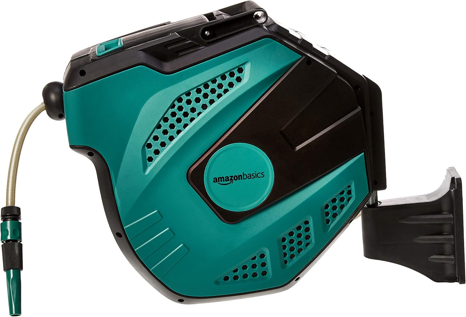 Amazon Basics Enrollador automático de manguera para pared, Verde, 25 m - 2