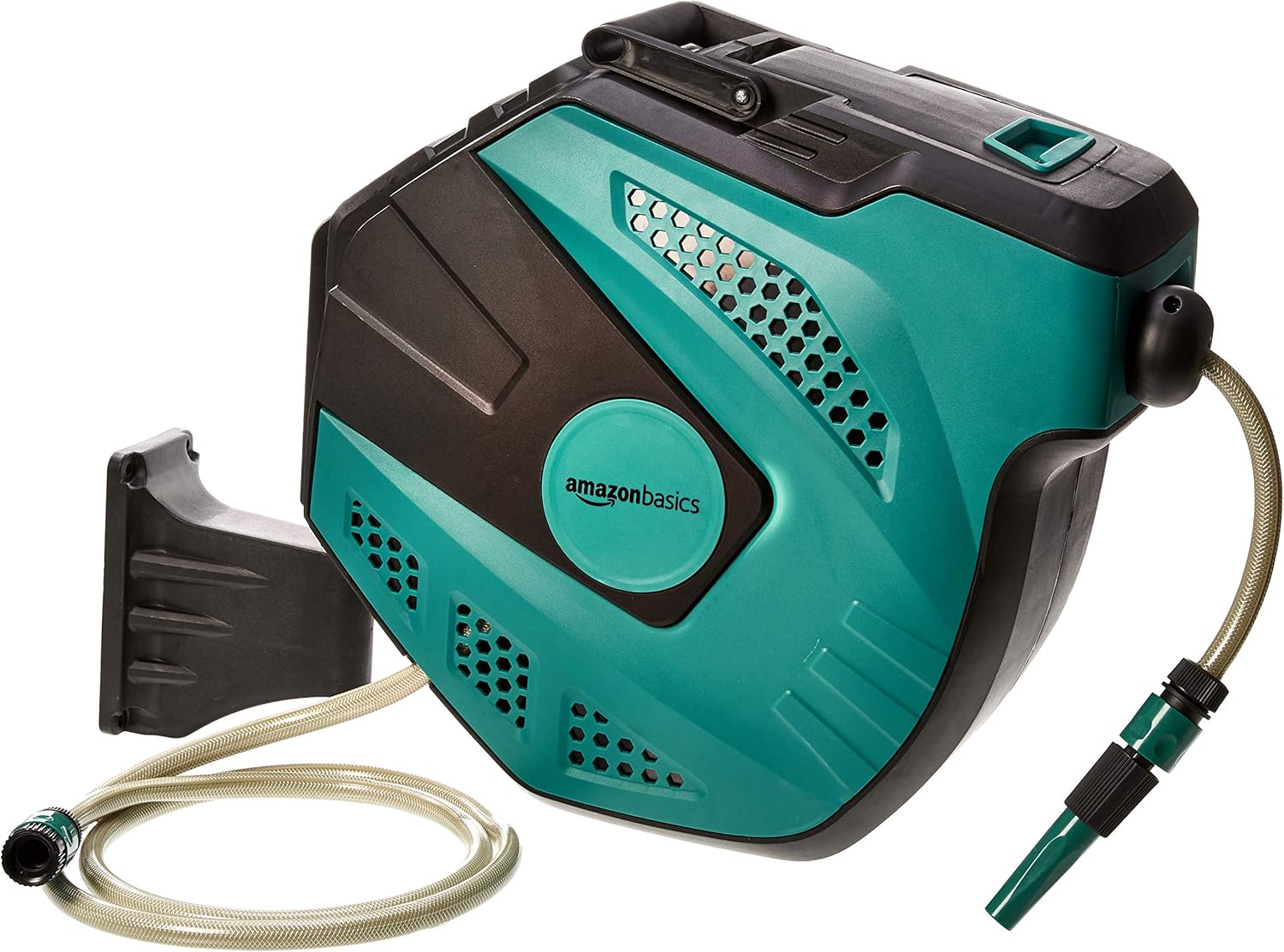 Amazon Basics Enrollador automático de manguera para pared, Verde, 25 m - 1