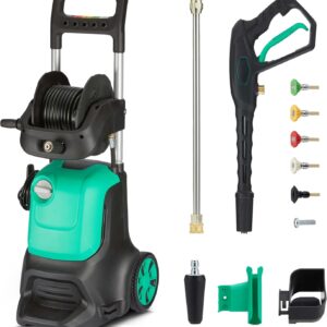 Amazon Basics Lavadoras a presión con cable, 2200 W, máximo 145 bar, máximo tasa de flujo: 500 l/h, verde