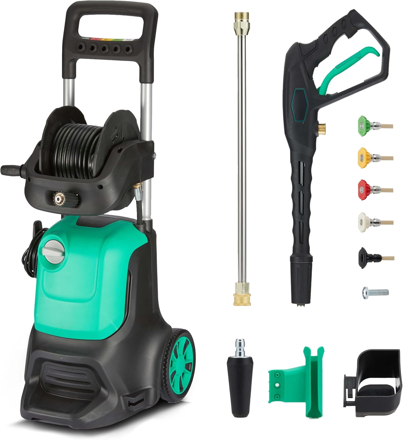 Amazon Basics Lavadoras a presión con cable, 2200 W, máximo 145 bar, máximo tasa de flujo: 500 l/h, verde - 1