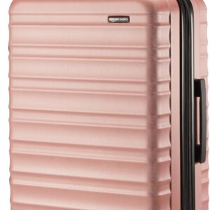 Amazon Basics Maleta Rígida de Tamaño Mediano (68 cm), Equipaje Expandible, Carcasa ABS Antiarayazos, 4 Ruedas Giratorias, Or Rosado