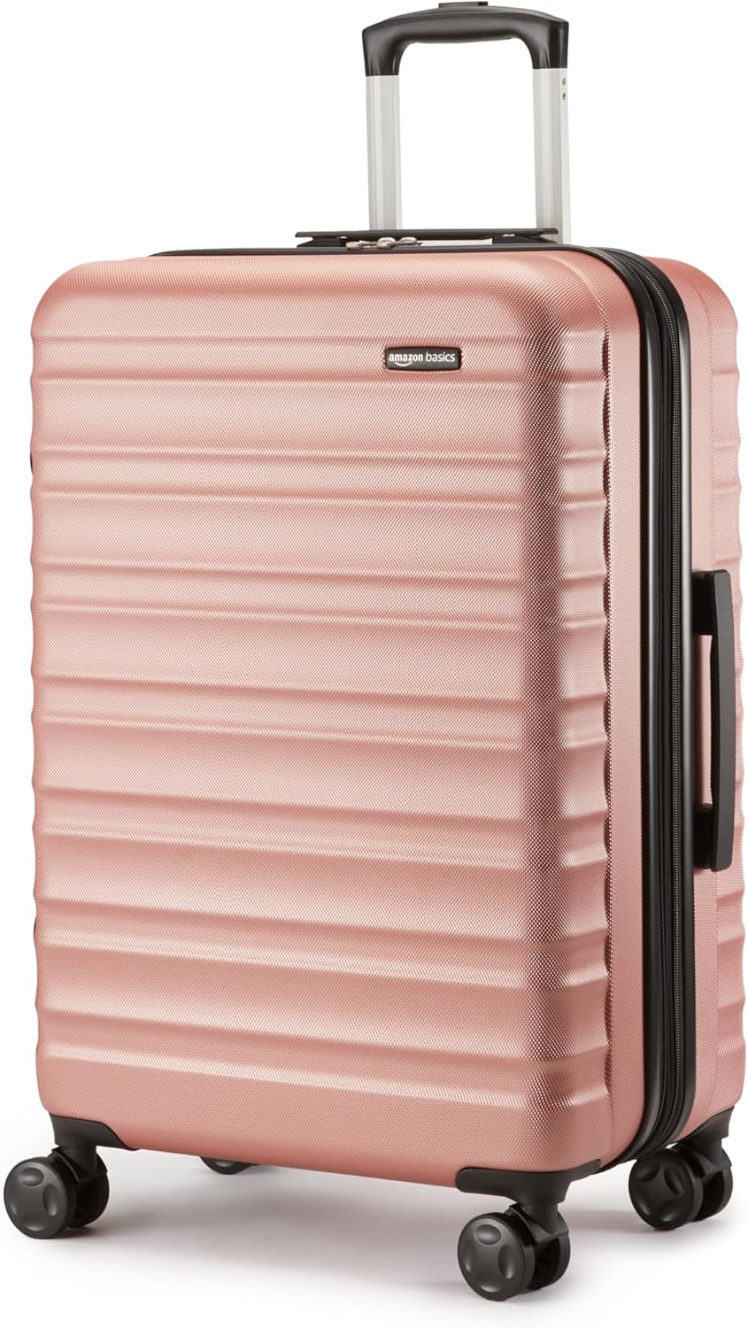 Amazon Basics Maleta Rígida de Tamaño Mediano (68 cm), Equipaje Expandible, Carcasa ABS Antiarayazos, 4 Ruedas Giratorias, Or Rosado - 1