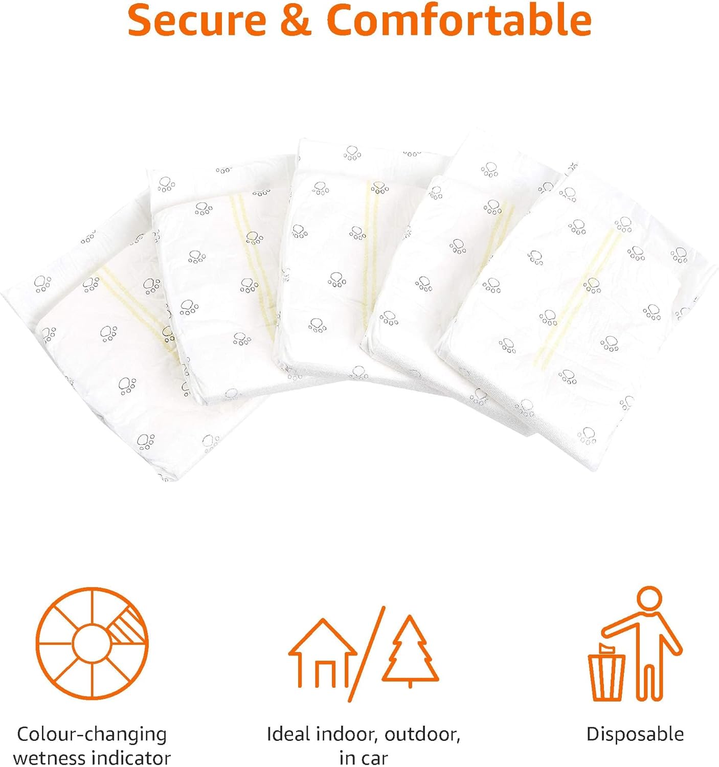 Amazon Basics Pañales desechables para perros macho, M, paquete de 30, color blanco - 3