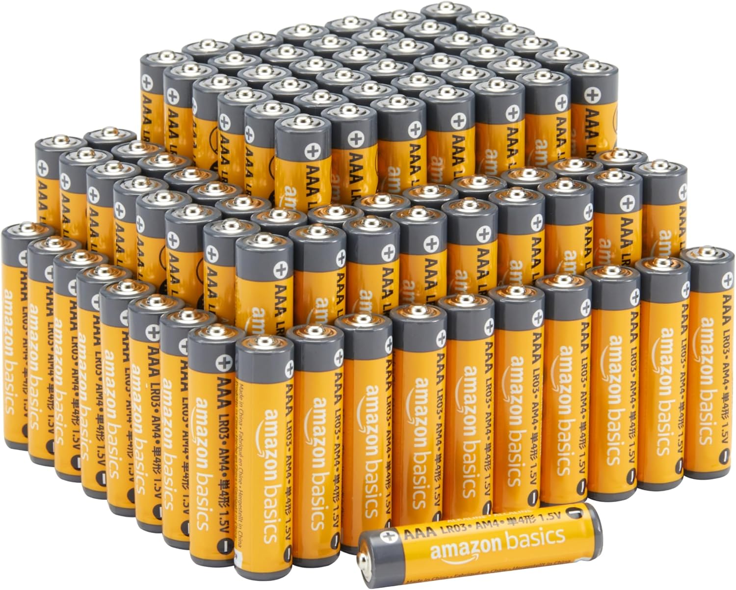 Amazon Basics - Paquete de 100 pilas alcalinas AAA de alto rendimiento, 1,5 voltios, vida útil de 10 años - 1