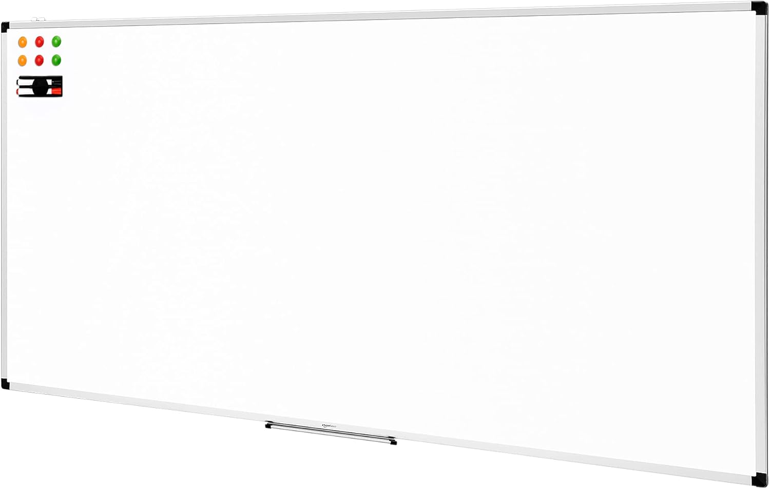 Amazon Basics Pizarra blanca magnética con bandeja para rotuladores y marco de aluminio, 240 cm x 120 cm - 1