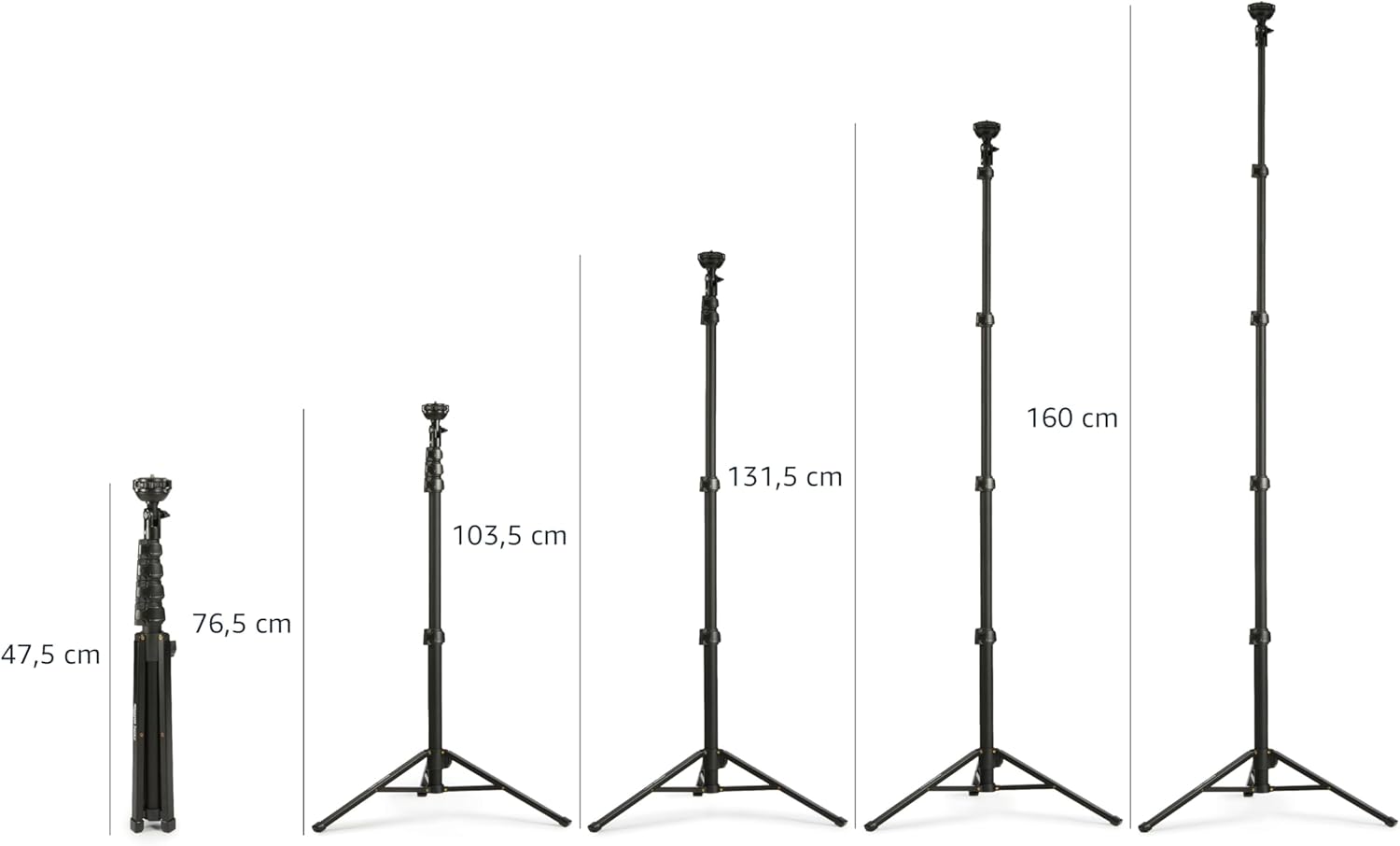 Amazon Basics Trípode y Paloselfi Extensible para Teléfono de 162cm/64in, con Mando a Distancia Inalámbrico, Negro - 2