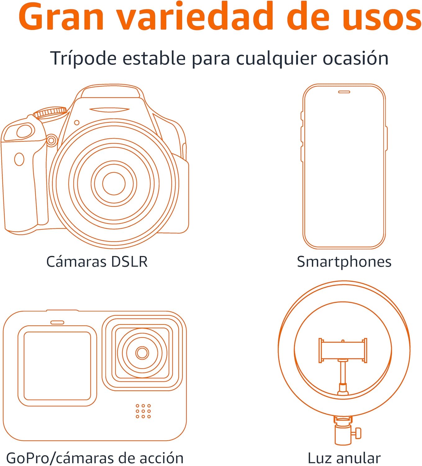 Amazon Basics Trípode y Paloselfi Extensible para Teléfono de 162cm/64in, con Mando a Distancia Inalámbrico, Negro - 3