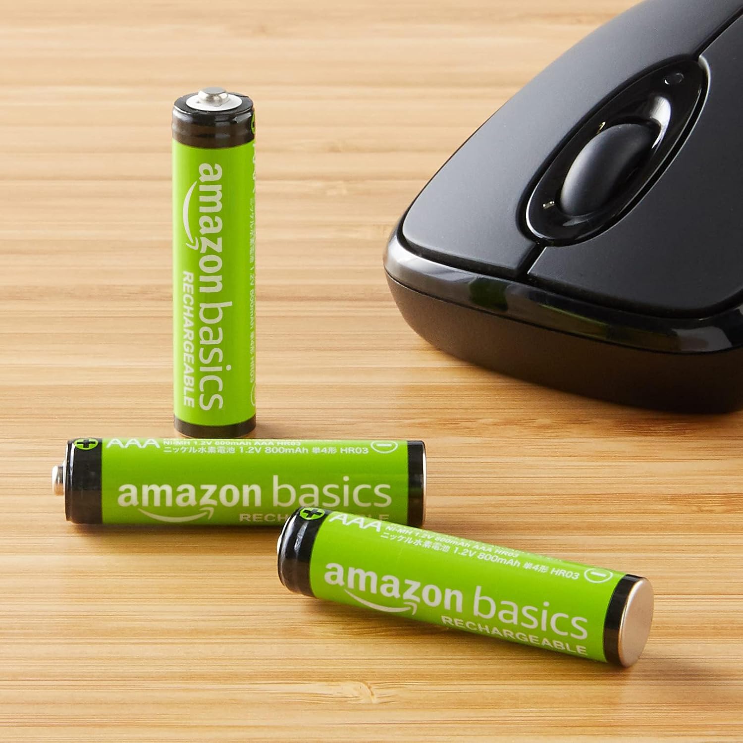 Amazon Basics paquete de 12 pilas AAA NiMH recargables, 800 mAh, 1,2 V, se recargan hasta 1000 veces, precargadas - 5