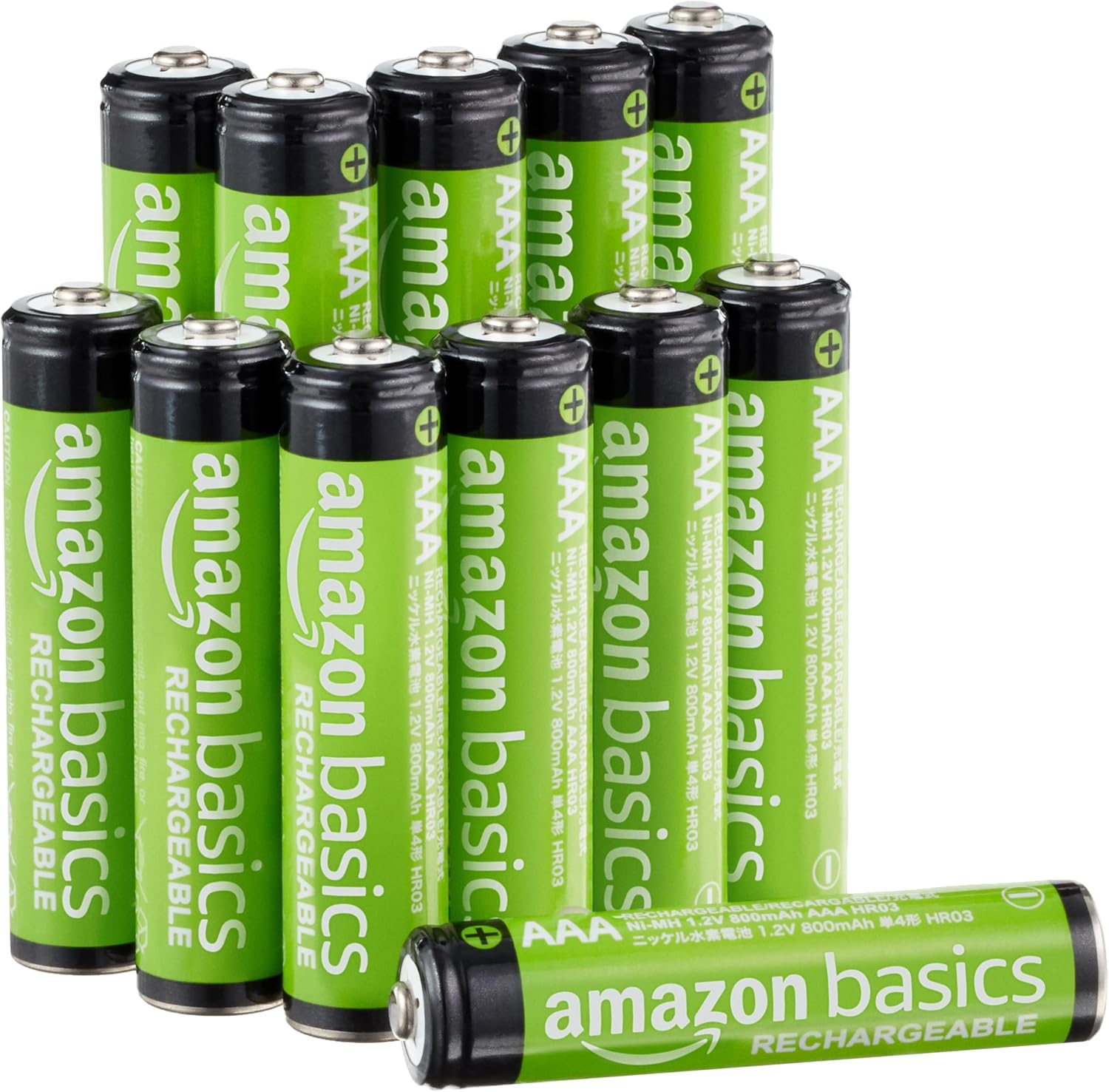 Amazon Basics paquete de 12 pilas AAA NiMH recargables, 800 mAh, 1,2 V, se recargan hasta 1000 veces, precargadas - 1
