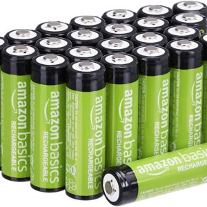 Amazon Basics paquete de 24 pilas AA NiMH recargables, 2000 mAh, 1,2 V, se recargan hasta 1000 veces, precargadas