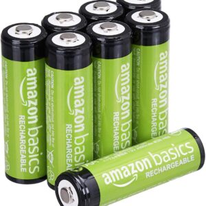 Amazon Basics paquete de 8 pilas AA NiMH recargables, 2000 mAh, 1,2 V, se recargan hasta 1000 veces, precargadas