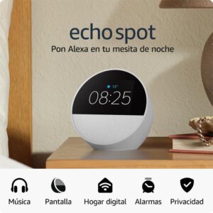 Amazon Echo Spot (última generación) | Despertador inteligente con sonido de calidad y Alexa | Blanco