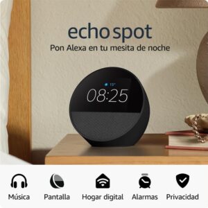 Amazon Echo Spot (última generación) | Despertador inteligente con sonido de calidad y Alexa | Negro