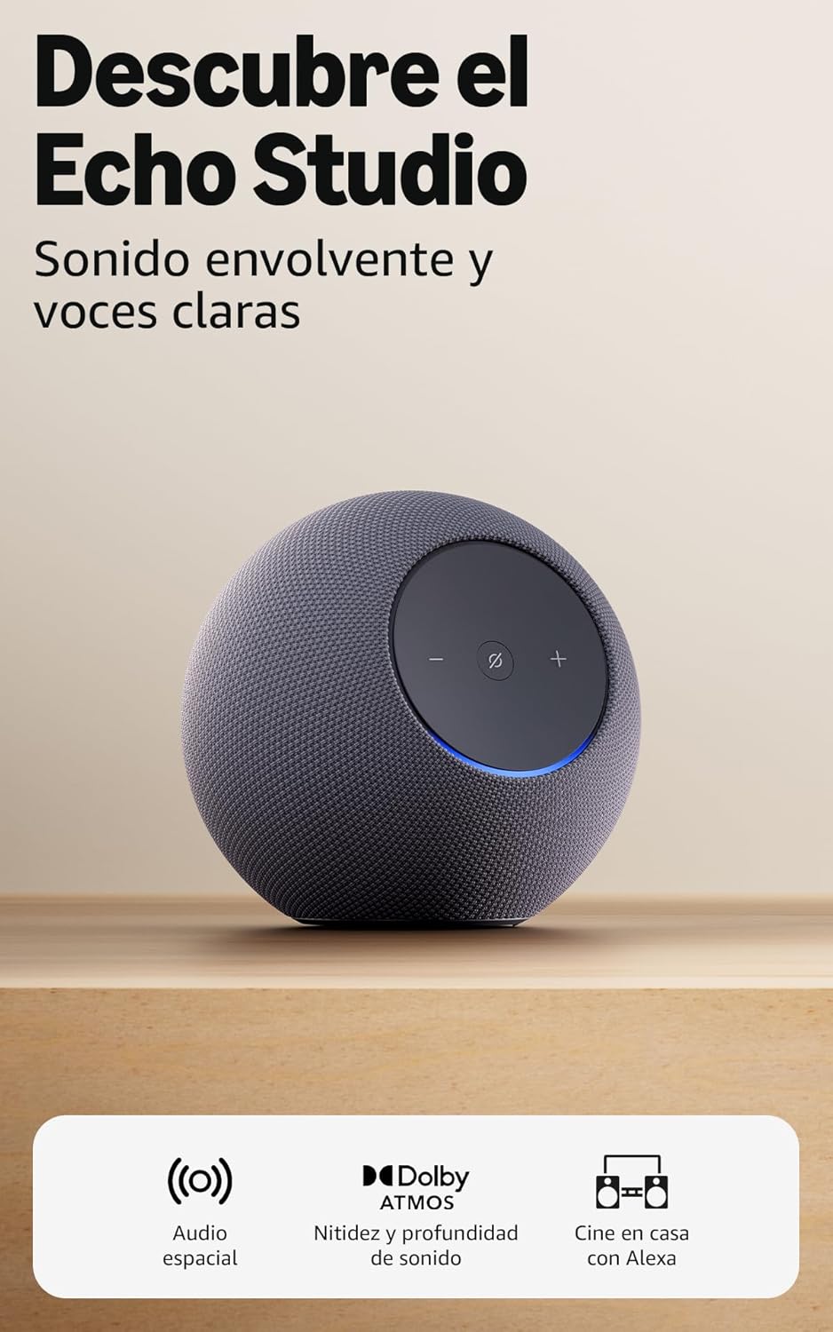 Amazon Echo Studio (última generación), diseño compacto, audio 3D inmersivo y Dolby Atmos, (grafito) - 1