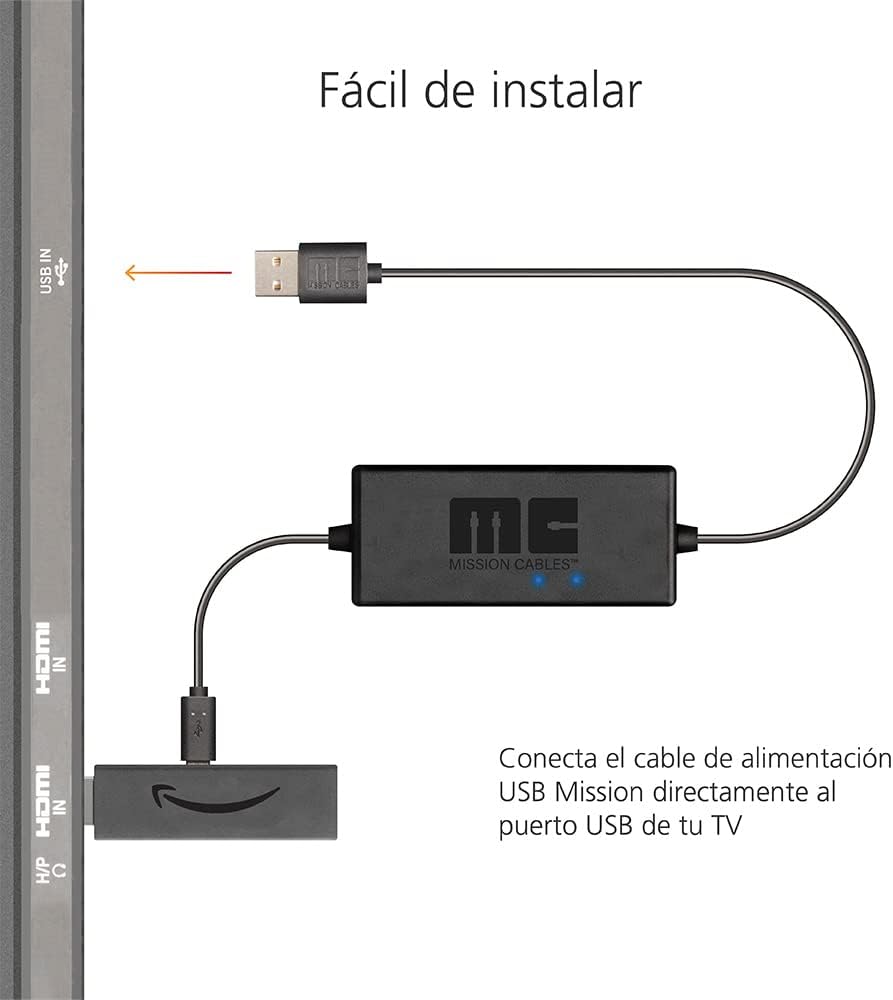 Amazon Fire TV Stick HD + Mission Cables - Cable USB de corriente para el Amazon Fire TV - 3