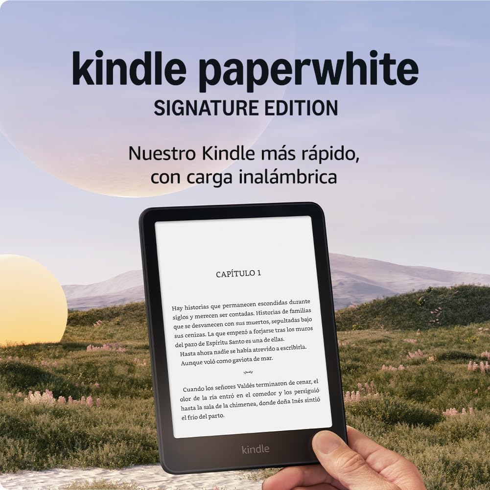 Amazon Kindle Paperwhite Signature Edition (última generación) | Nuestro Kindle más rápido, con luz frontal autorregulable, carga inalámbrica y semanas de batería | 32 GB | Negro metalizado - 1