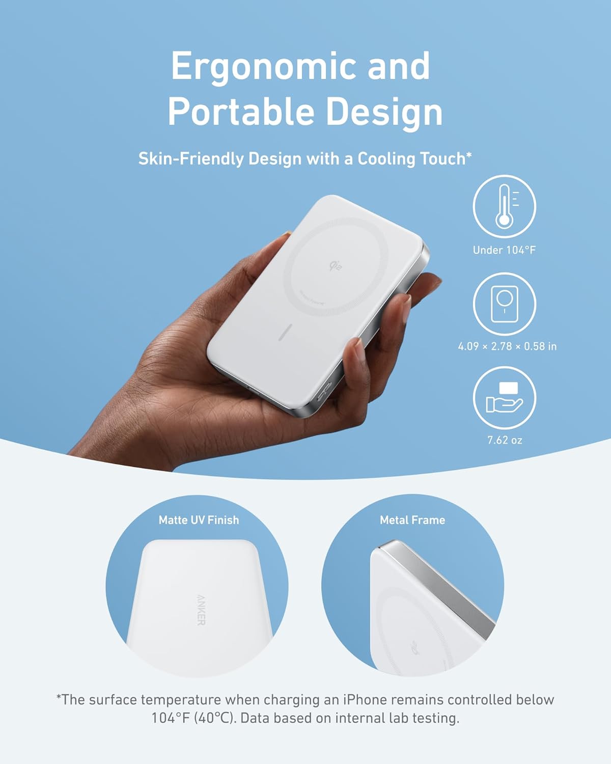 Anker MagGo Power Bank, Batería magnética ultradelgada de 10000 mAh, Certificado Qi2, Cargador Portátil 15 W, Cargador Compatible con MagSafe, diseño ergonómico, Solo para iPhone 17/16/15/14 - 4
