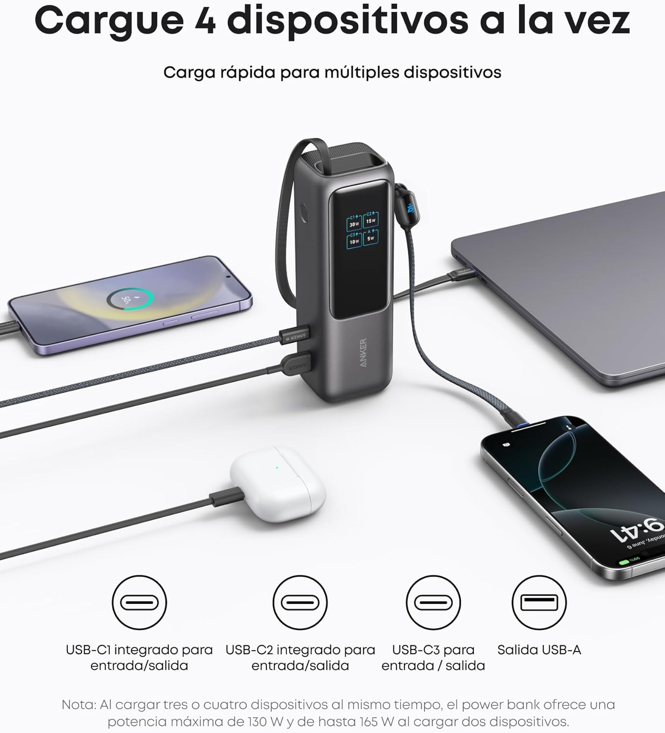 Anker Zolo Power Bank (25K, 165W, Built-In USB-C and Retractable Cable) High-Speed Portable Charger, 1 USB-C, 1 USB-A, Battery Pack for iPhone 16/15/15 Pro/15 Pro Max/15 Plus, MacBook, Galaxy and More - 5