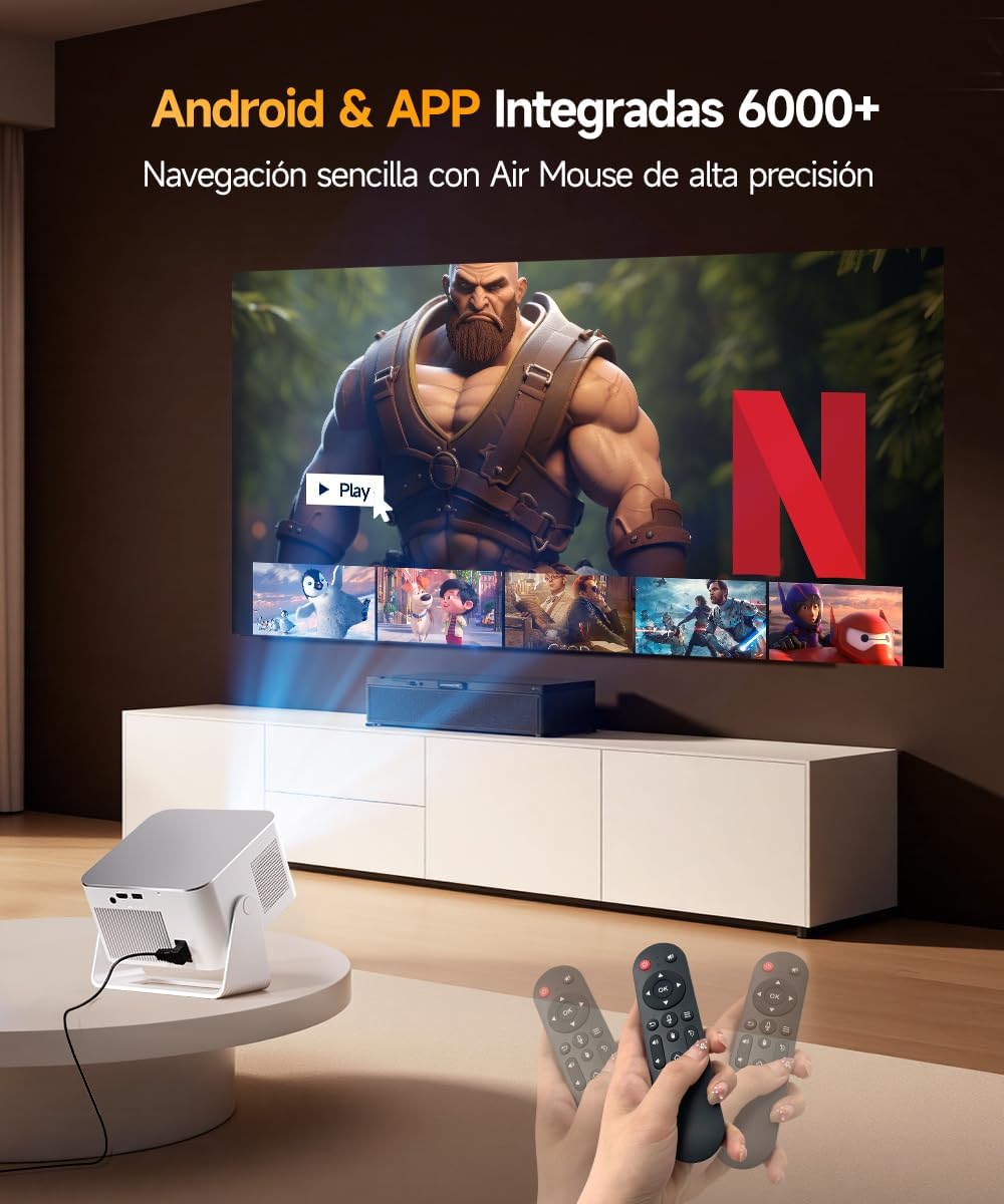[App Integrada] Mini Proyector 4K & 8K Soporte 1080P Nativo, Proyector Portátil con WiFi 6 Bluetooth 5.4, 600ANSI, Enfoque Automático, 6D Corrección Automática de Trapecio, Rotación 180°, HY350MAX - 4