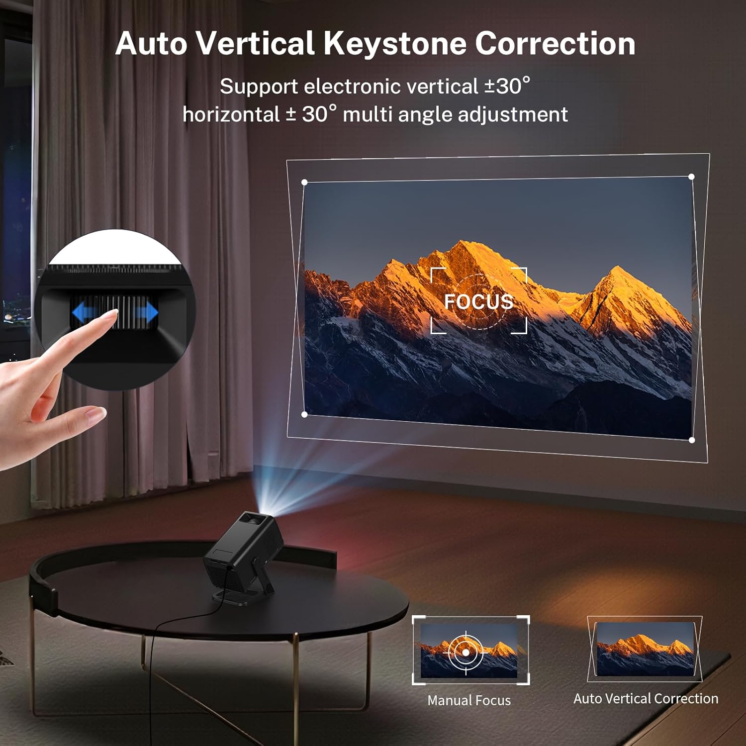 [Apps Integradas & Android 14] Mini Proyector con 5G WiFi 6 Bluetooth 5.4, Soporte 4K 1080P, Auto Keystone, 270° Rotable Projector Portátil Compatibile con HDMI/TV Stick/Laptop/USB/iOS, LYNCAST, Negro - 3