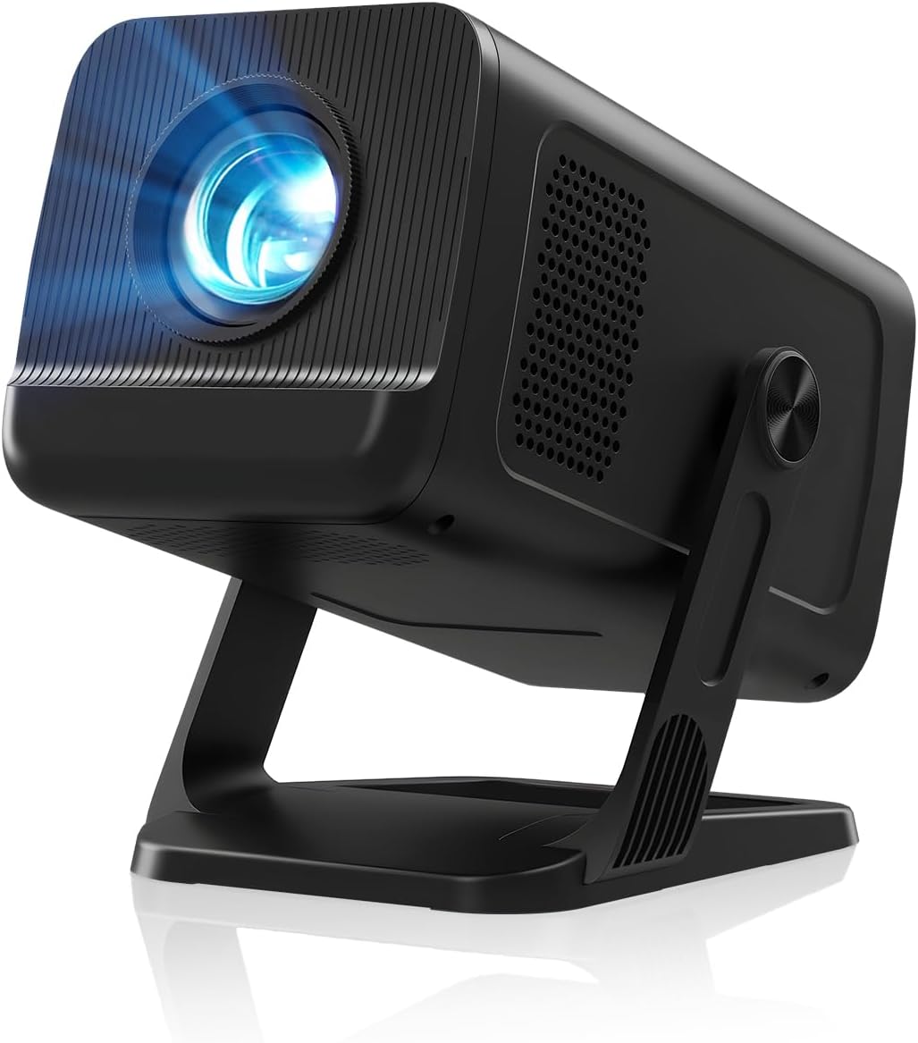 [Apps Integradas & Android 14] Mini Proyector con 5G WiFi 6 Bluetooth 5.4, Soporte 4K 1080P, Auto Keystone, 270° Rotable Projector Portátil Compatibile con HDMI/TV Stick/Laptop/USB/iOS, LYNCAST, Negro - 4