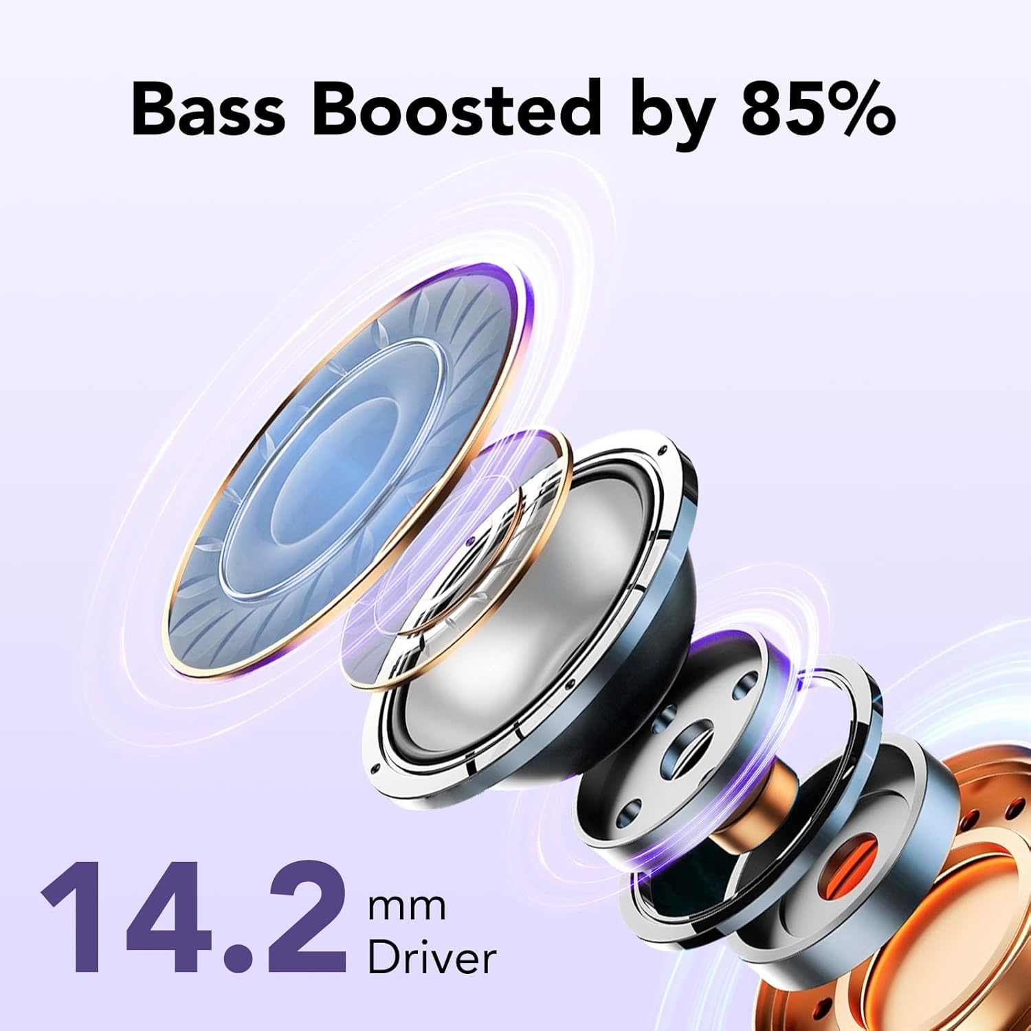 Auriculares Inalámbricos Bluetooth, Auriculares Bluetooth 5.3, 4 Mic con Reducción de Ruido ENC, 50H con Graves, Cascos Inalambricos Bluetooth IP7 Impermeable, Carga Rápida USB-C, Ajuste Cómodo - 2