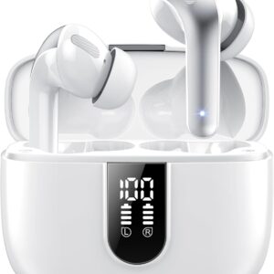Auriculares Inalámbricos Bluetooth, Auriculares Bluetooth 5.3, 4 Mic con Reducción de Ruido ENC, 50H con Graves, Cascos Inalambricos Bluetooth IP7 Impermeable, Carga Rápida USB-C, Ajuste Cómodo