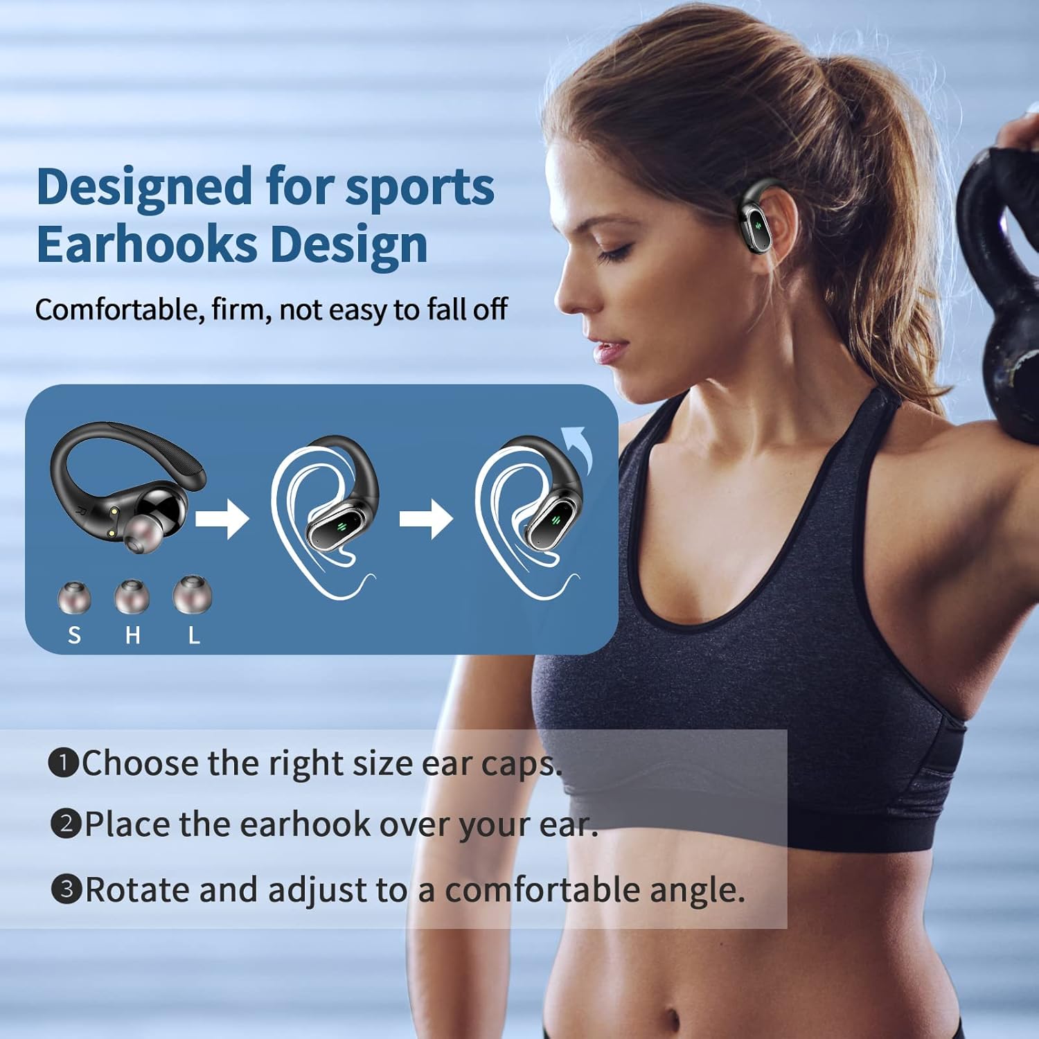 Auriculares inalámbricos Bluetooth Deportivos, Auriculares Bluetooth 5.4 HiFi Estéreo con 4 HD Mic, 50H Cascos Inalambricos con Cancelacion Ruido ENC, IP7 Impermeable Cascos para Running/Pantalla LED - 4
