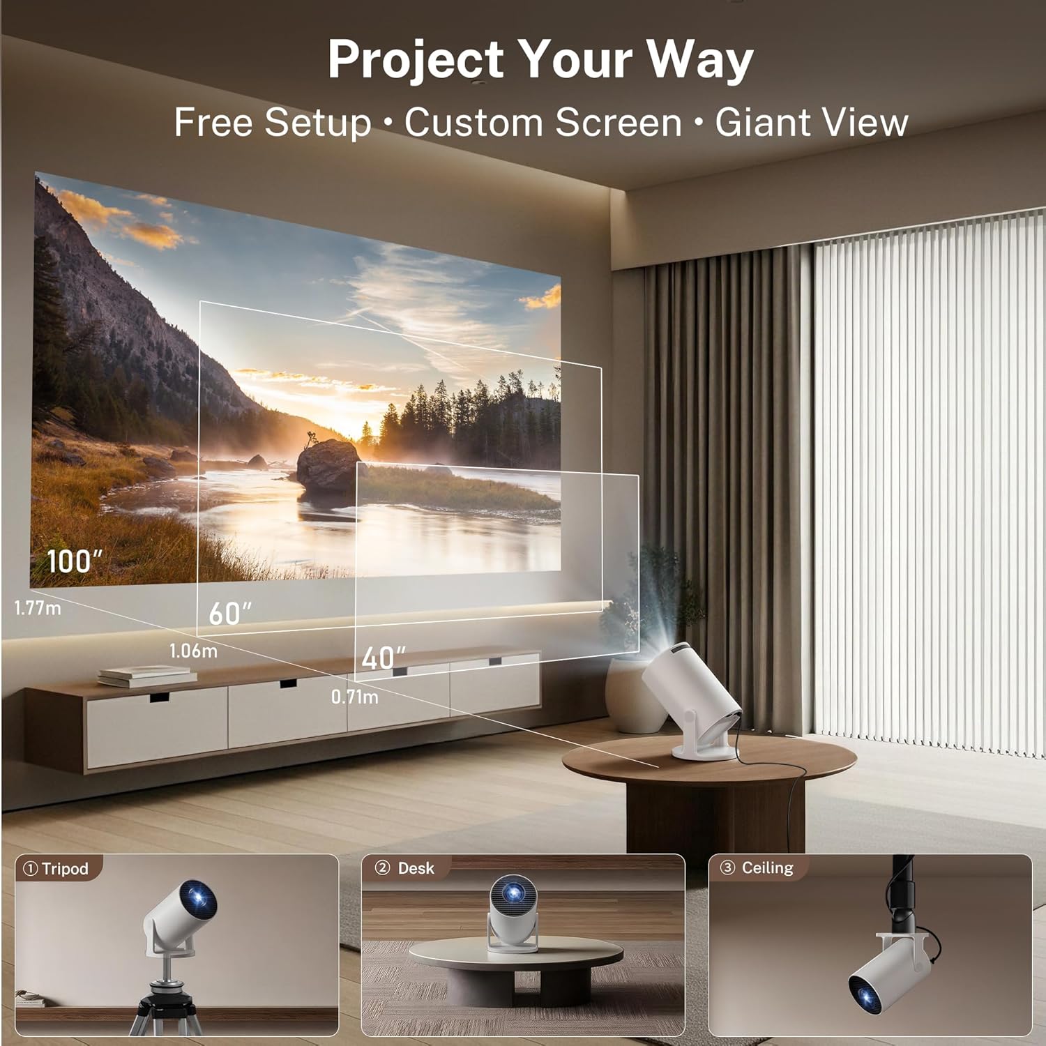 [Auto Keystone] Proyector Inteligente con Wi-Fi 6 Bluetooth 5.4, 1080P 4K Soporte, Android 14, Apps Integradas, Mini Proyector Portatil Compatible con HDMI/iOS/Android/US LYNCAST HY300 Pro - 6